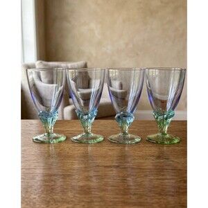Vintage Bormioli Rocco Bahia Goblets – Sapphire Blue Emerald Green Italian Glass